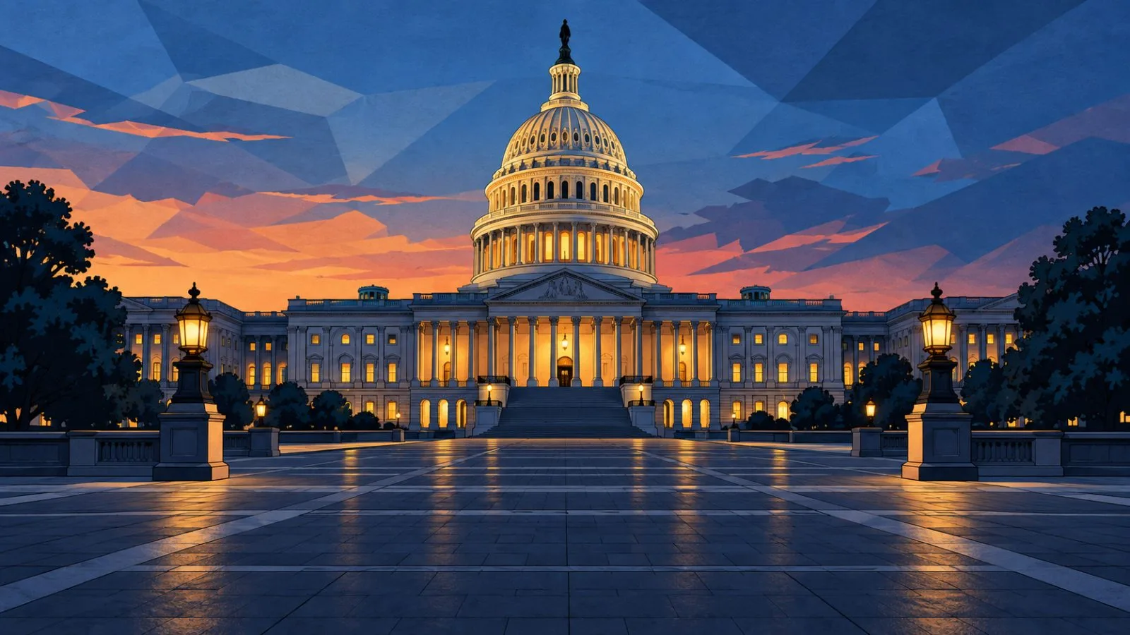 U.S. Capitol dome illuminated against a darkening evening sky / TokenPost.ai