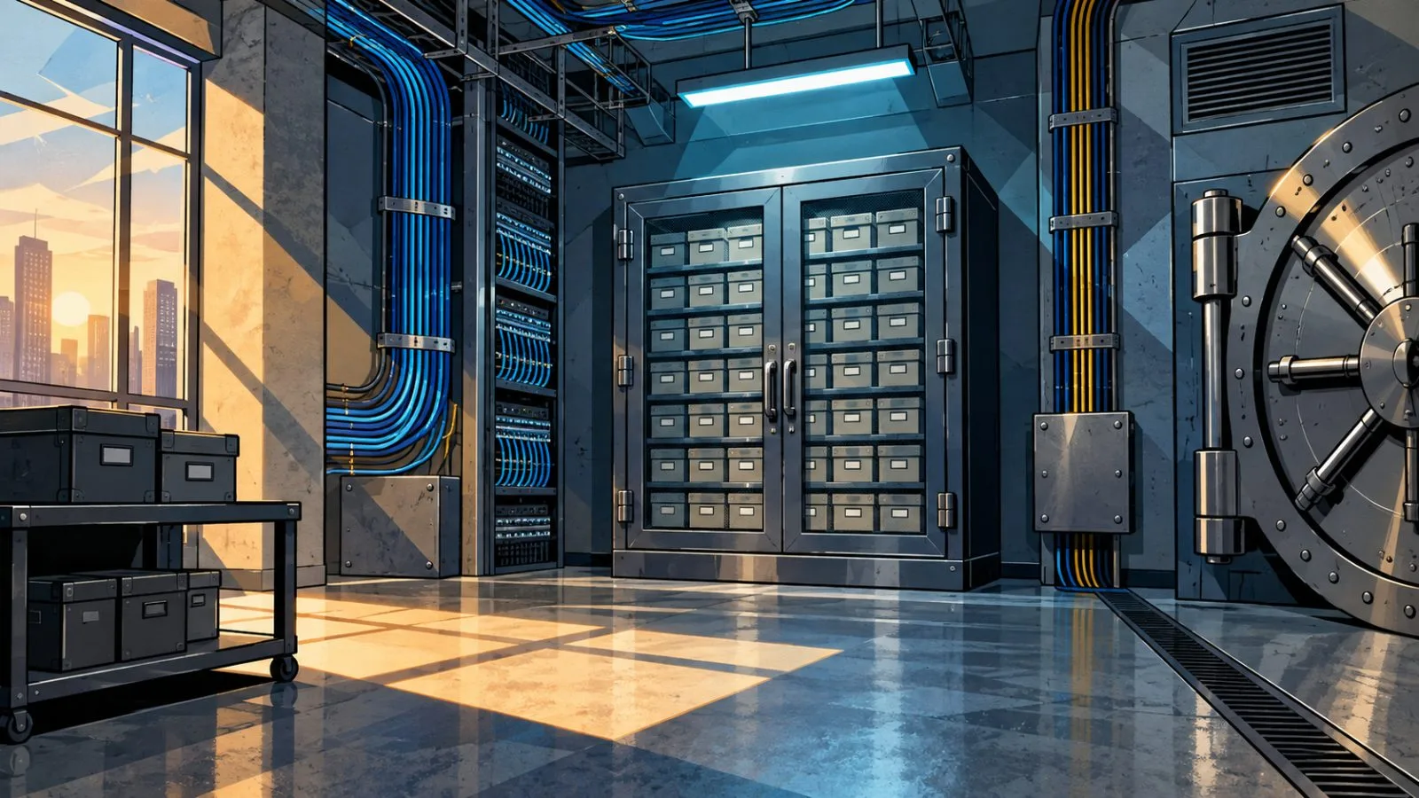Sealed archive cabinet inside a secure communications vault / TokenPost.ai