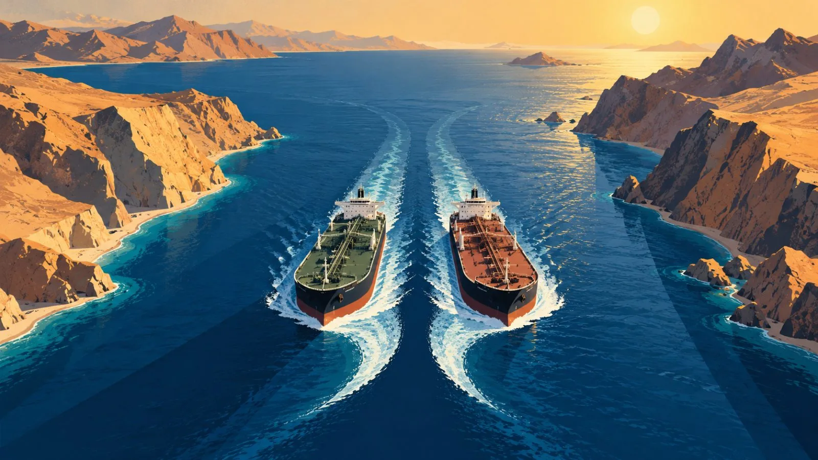 Oil tankers move through a narrow Gulf shipping channel / TokenPost.ai