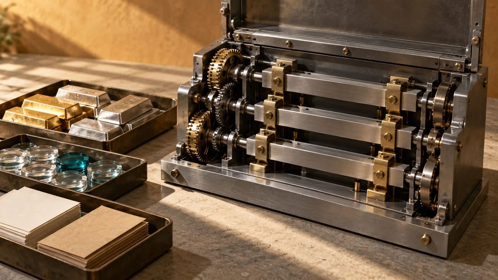 A steel ledger opens beside three reset locking bars / TokenPost.ai