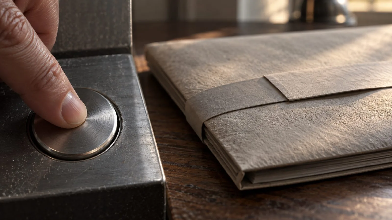 Gloved hands place plain metal tokens into a destruction chamber / TokenPost.ai (macro)