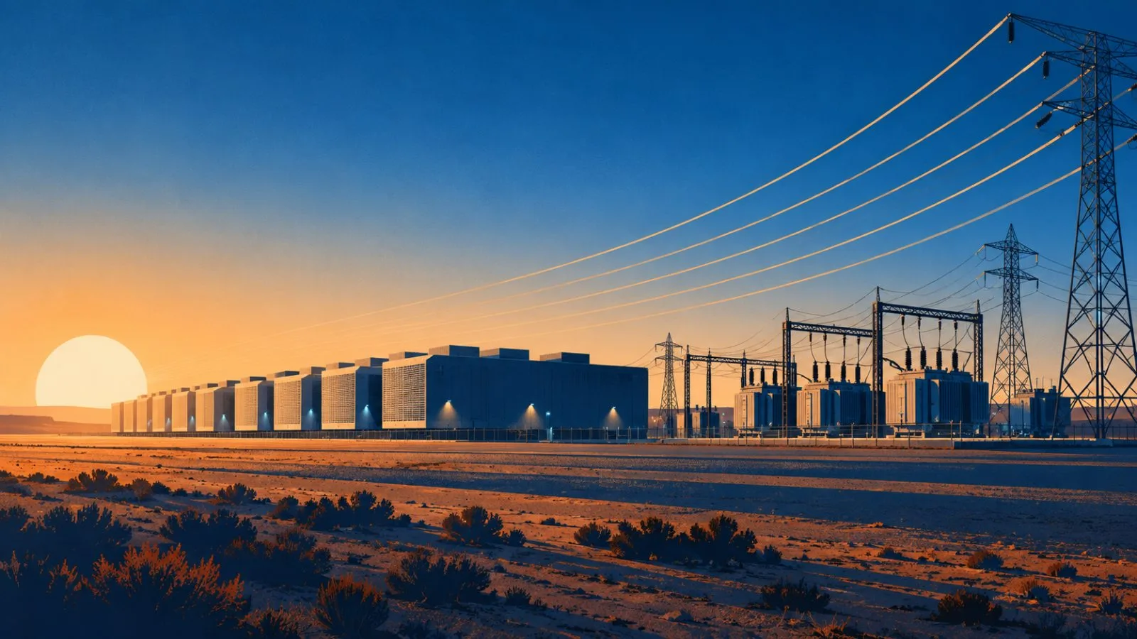 Substation transformers beside a low data center in West Texas / TokenPost.ai