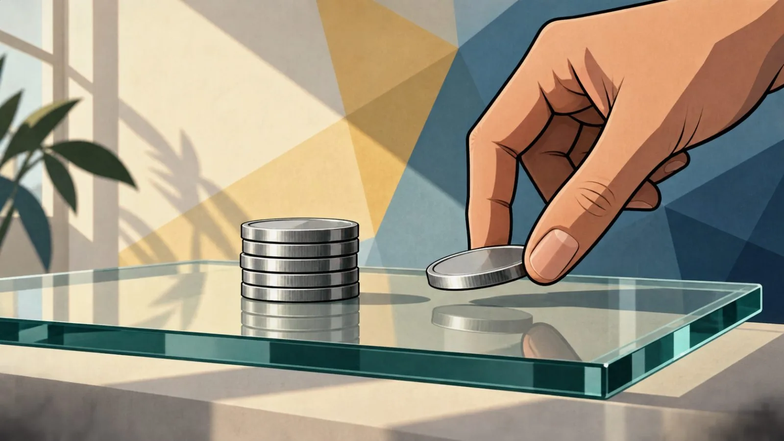 A silver coin rests beside a neatly stacked dividend payout / TokenPost.ai