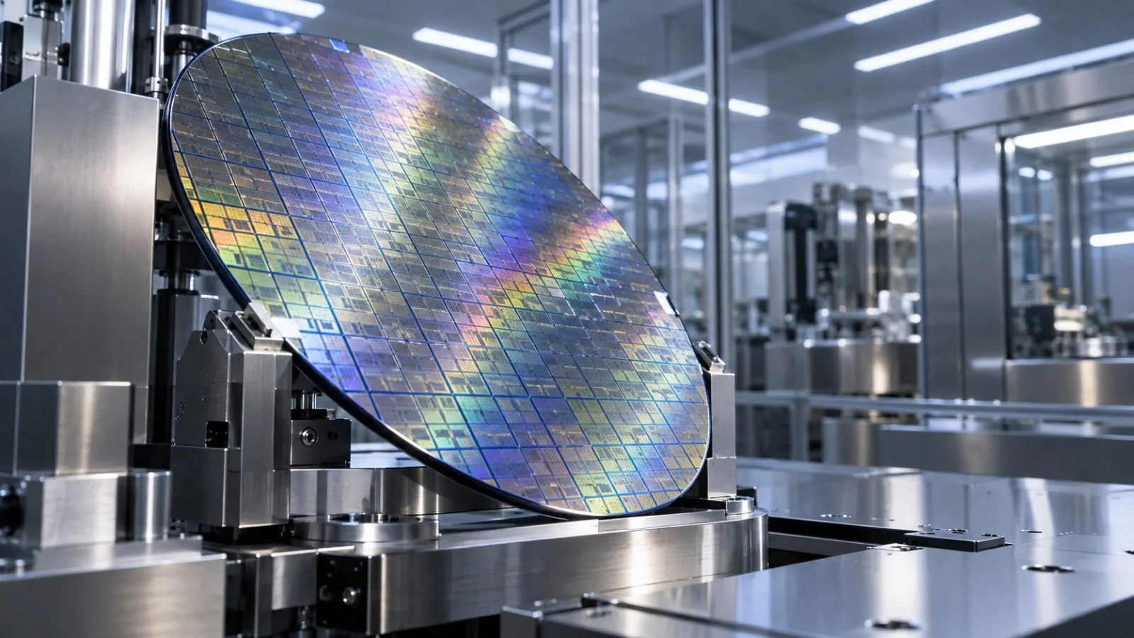 A silicon wafer rests on a tilted inspection platform / TokenPost.ai