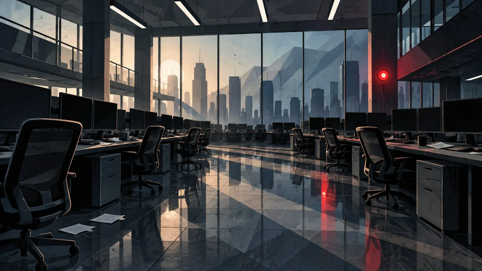 Empty trading floor reflecting a single red market indicator / TokenPost.ai