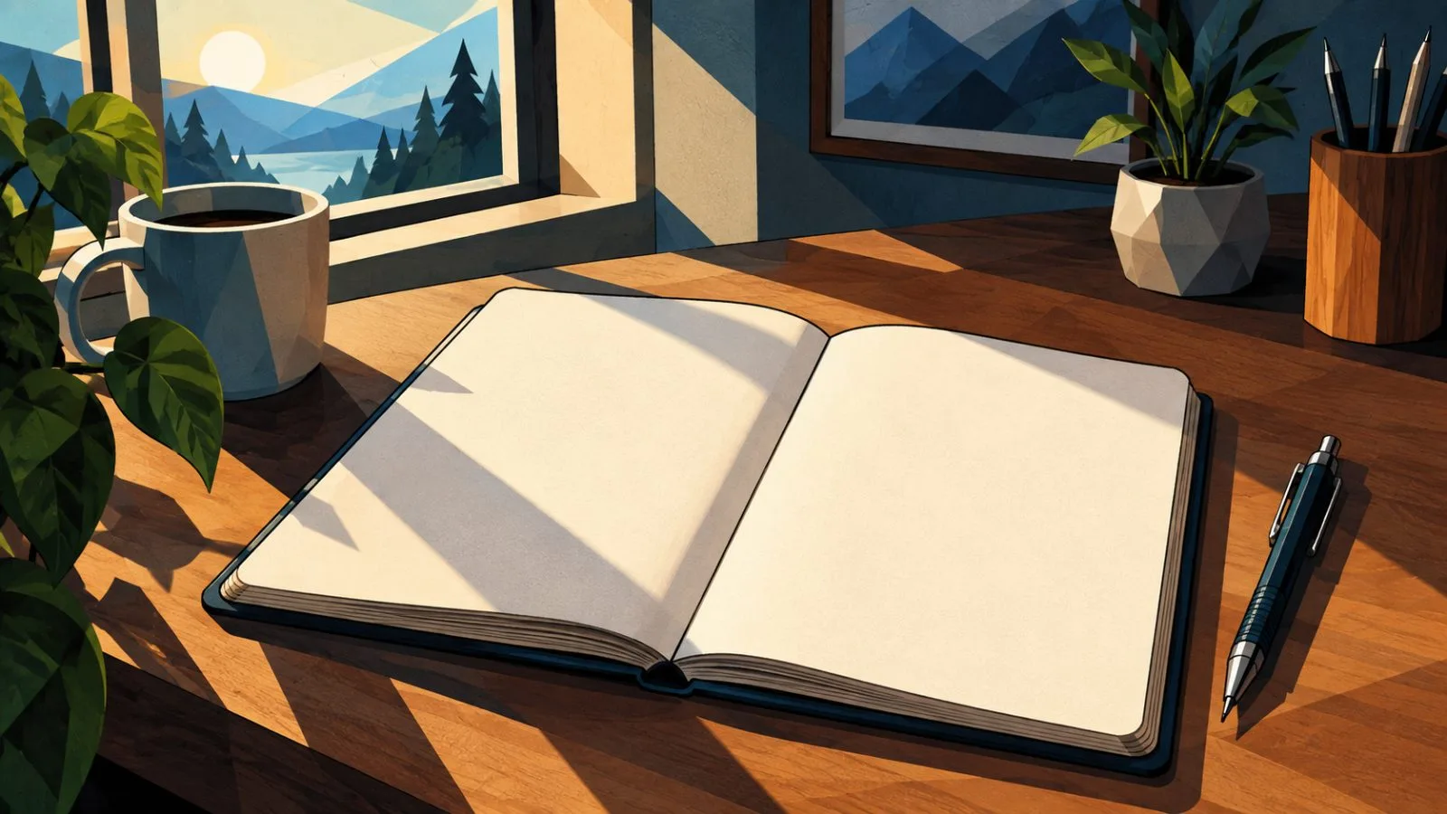 A blank notebook page beside a mechanical pencil in soft morning light / TokenPost.ai