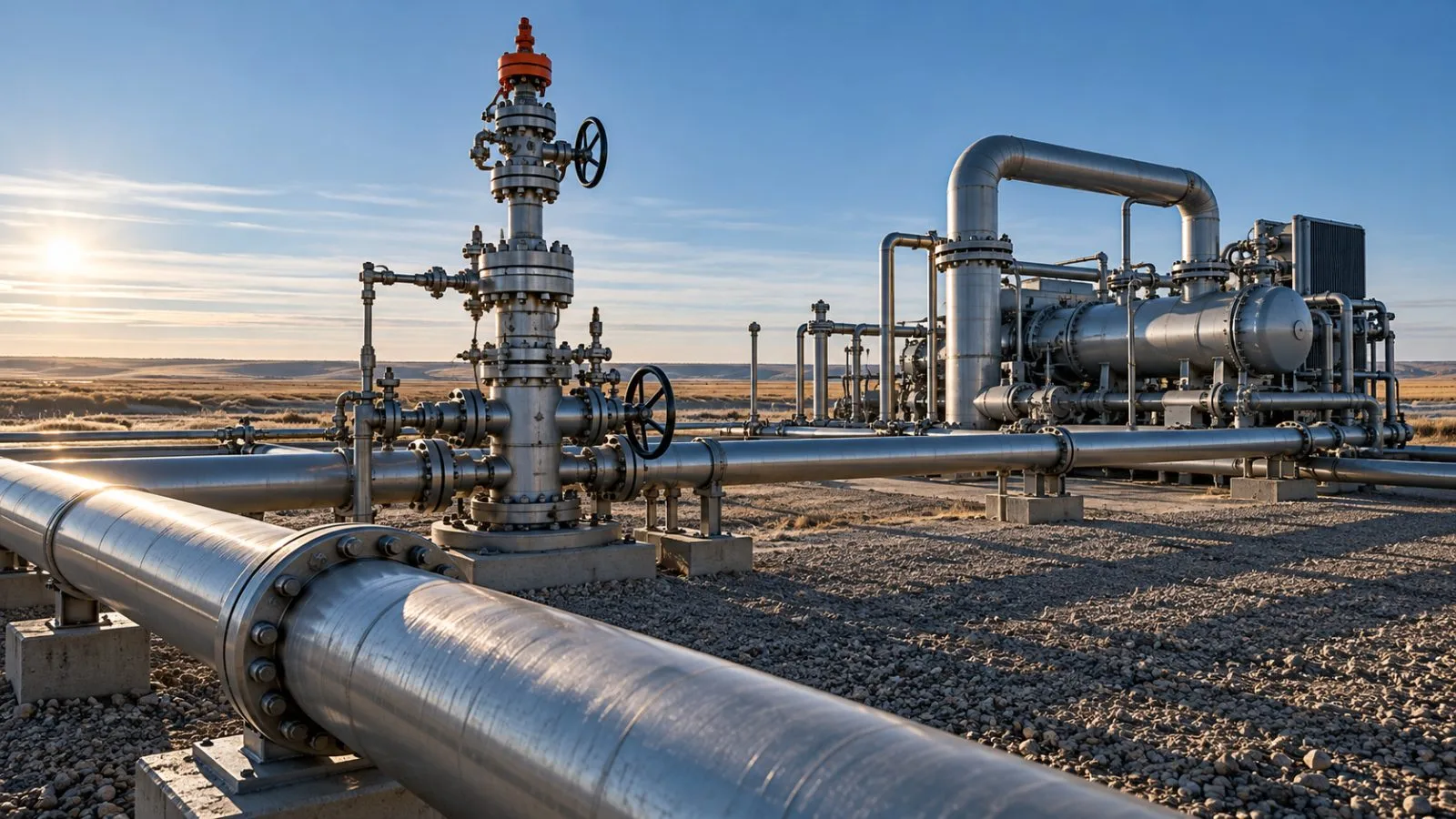 Wellhead equipment stands across an open Alberta gas field / TokenPost.ai