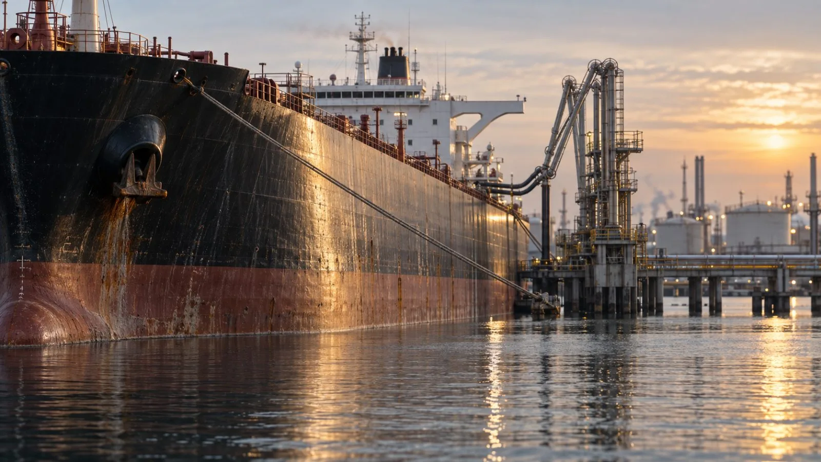 Supertanker loading crude oil at a quiet Gulf Coast terminal / TokenPost.ai