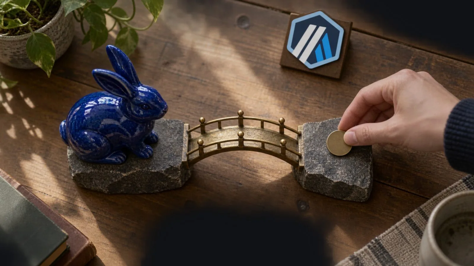 A metallic coin rests beside a sharply declining market marker / TokenPost.ai