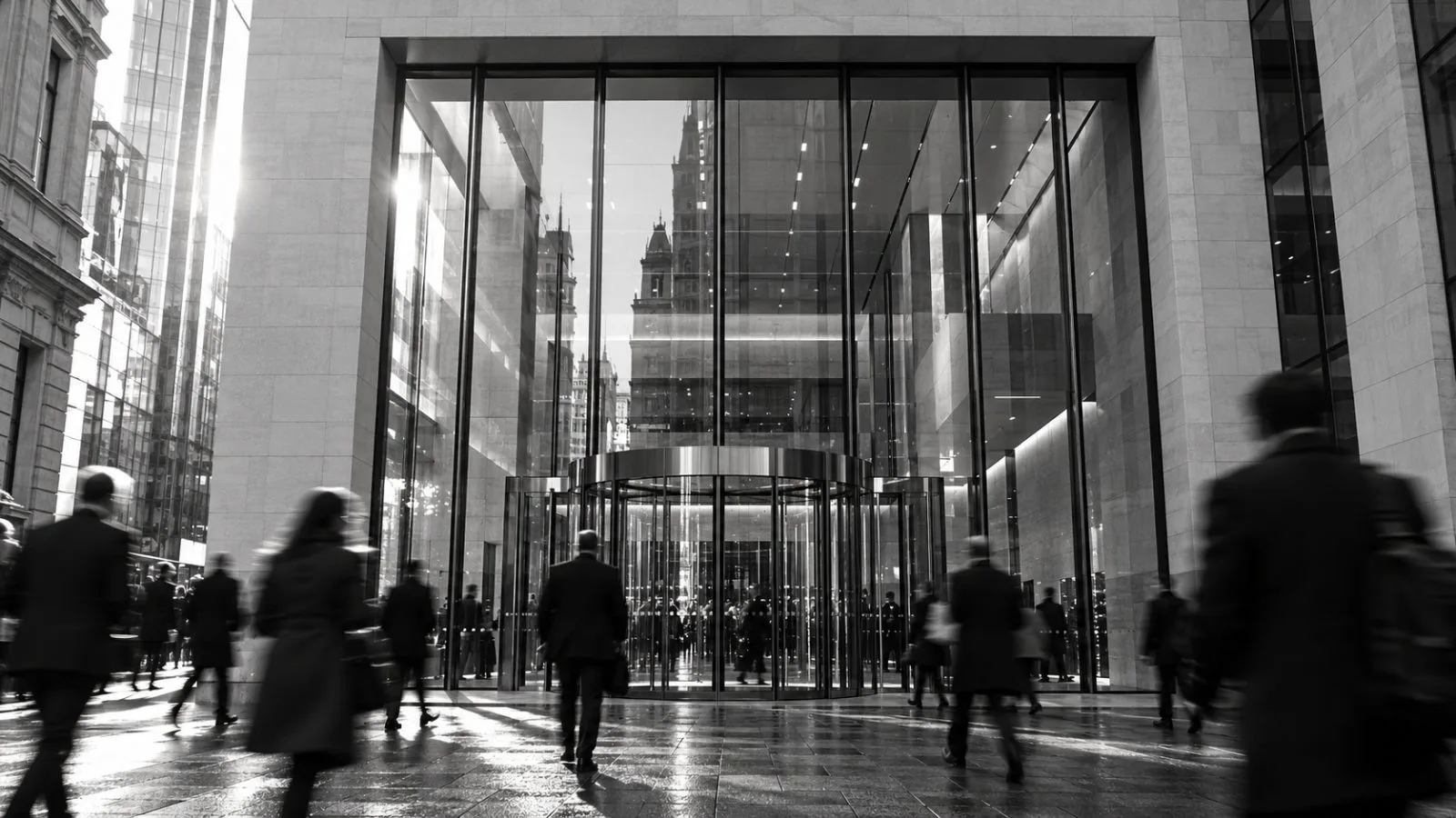 Anonymous pedestrians pass the glass entrance of the London Stock Exchange / TokenPost.ai
