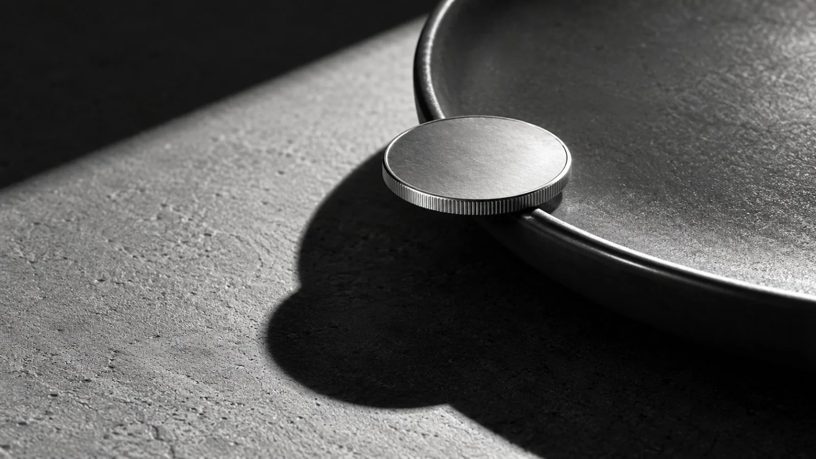 A silver coin rests at the edge of a vermilion dish / TokenPost.ai