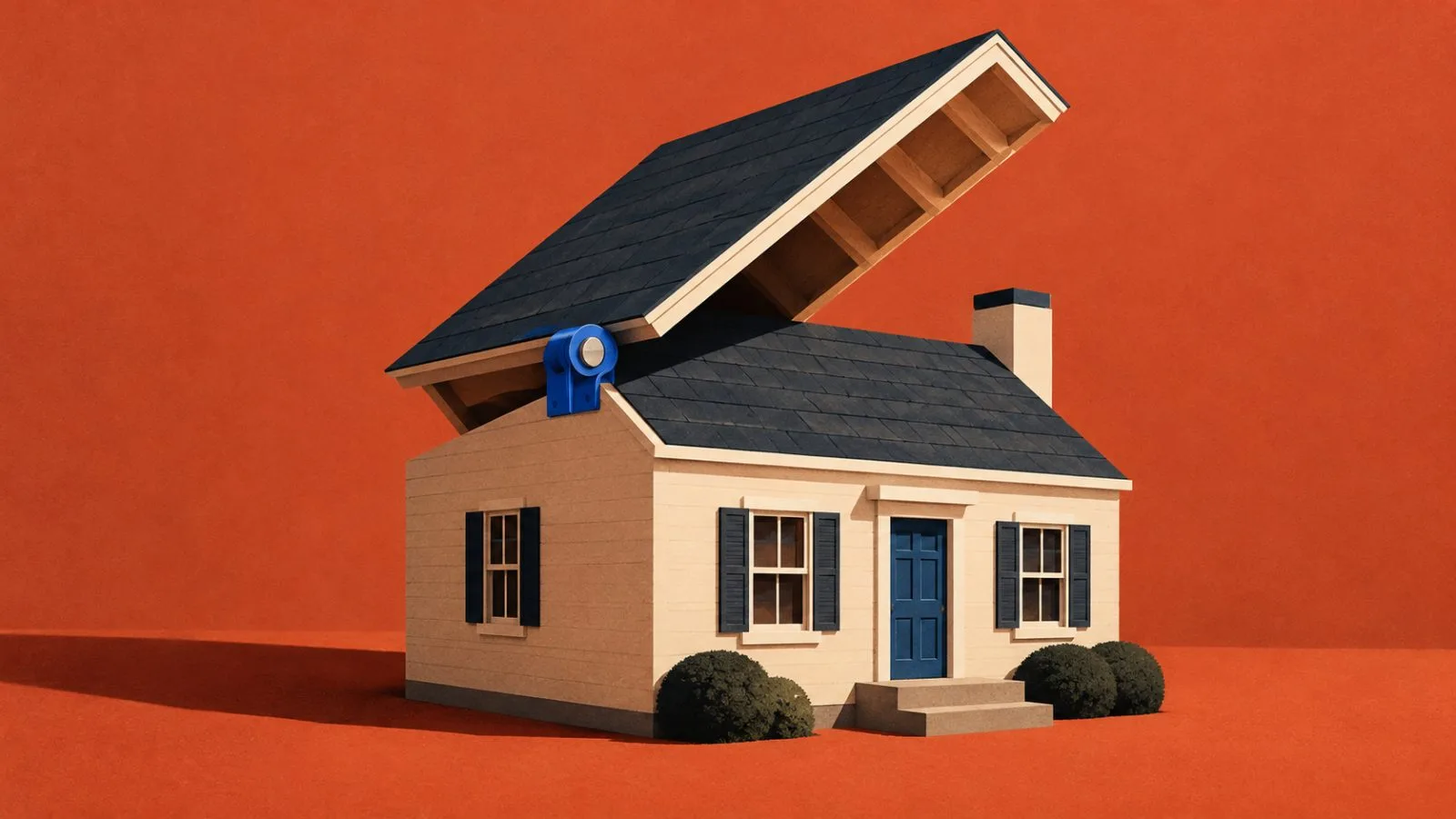 A small house model with one roof plane lifted on its hinge / TokenPost.ai