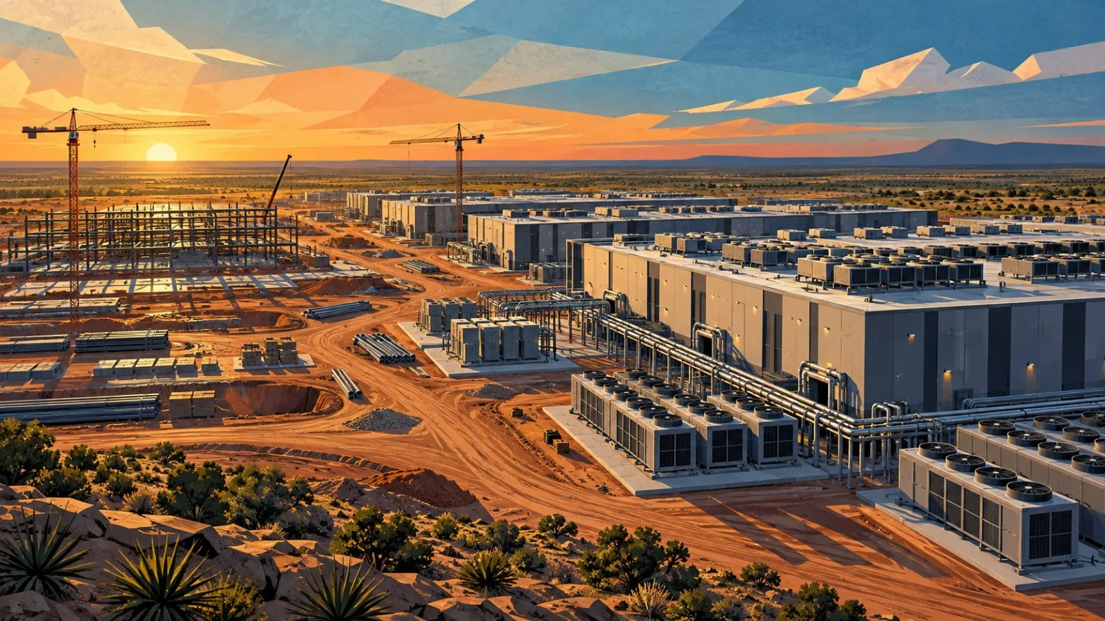 Data-center campus expansion under early morning sunlight / TokenPost.ai
