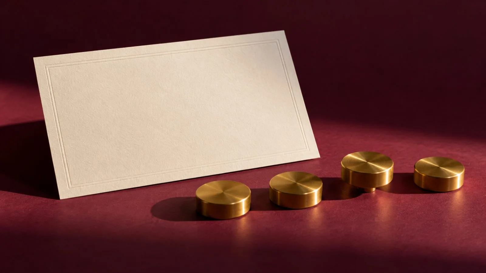 A blank share certificate rests beside four brass discs / TokenPost.ai