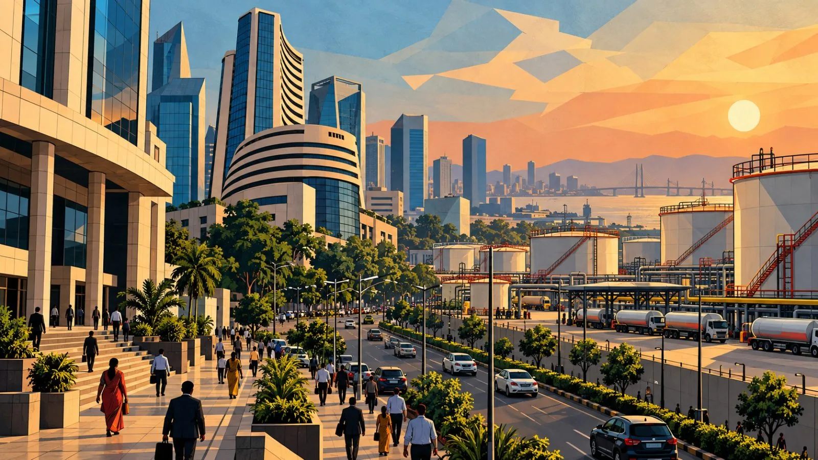 Fuel tankers stand near a busy Indian financial district / TokenPost.ai