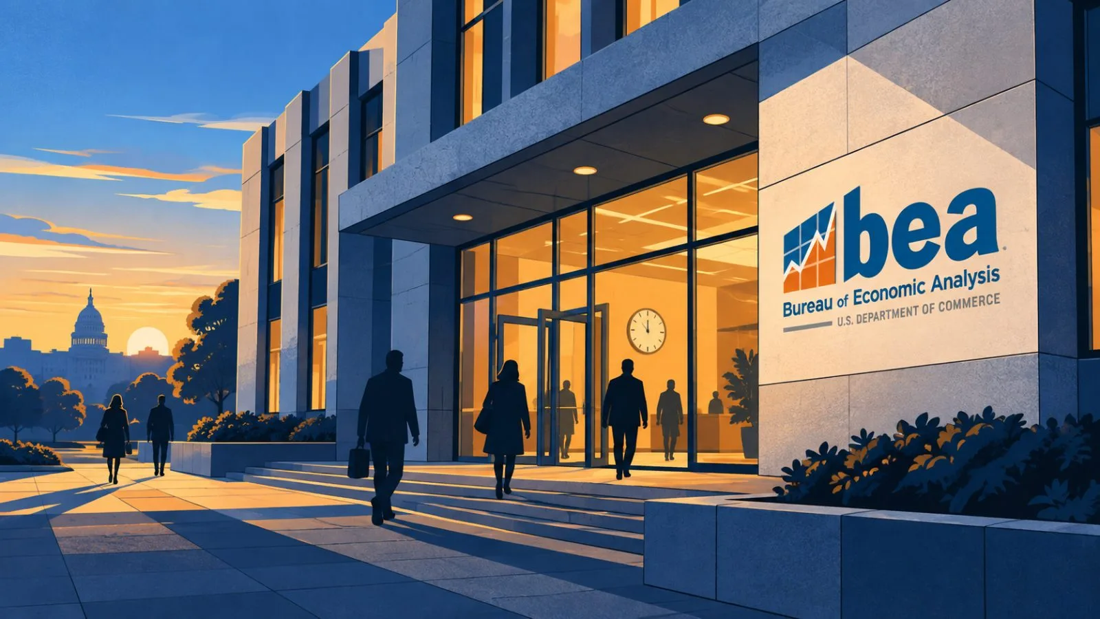 Federal statistics building illuminated before the morning report release / TokenPost.ai